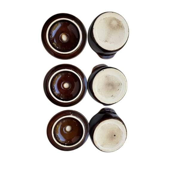 Vintage Brown Glazed Stoneware Mini Casserole Dishes With Lids – Set of 3 - Picture 2 of 4
